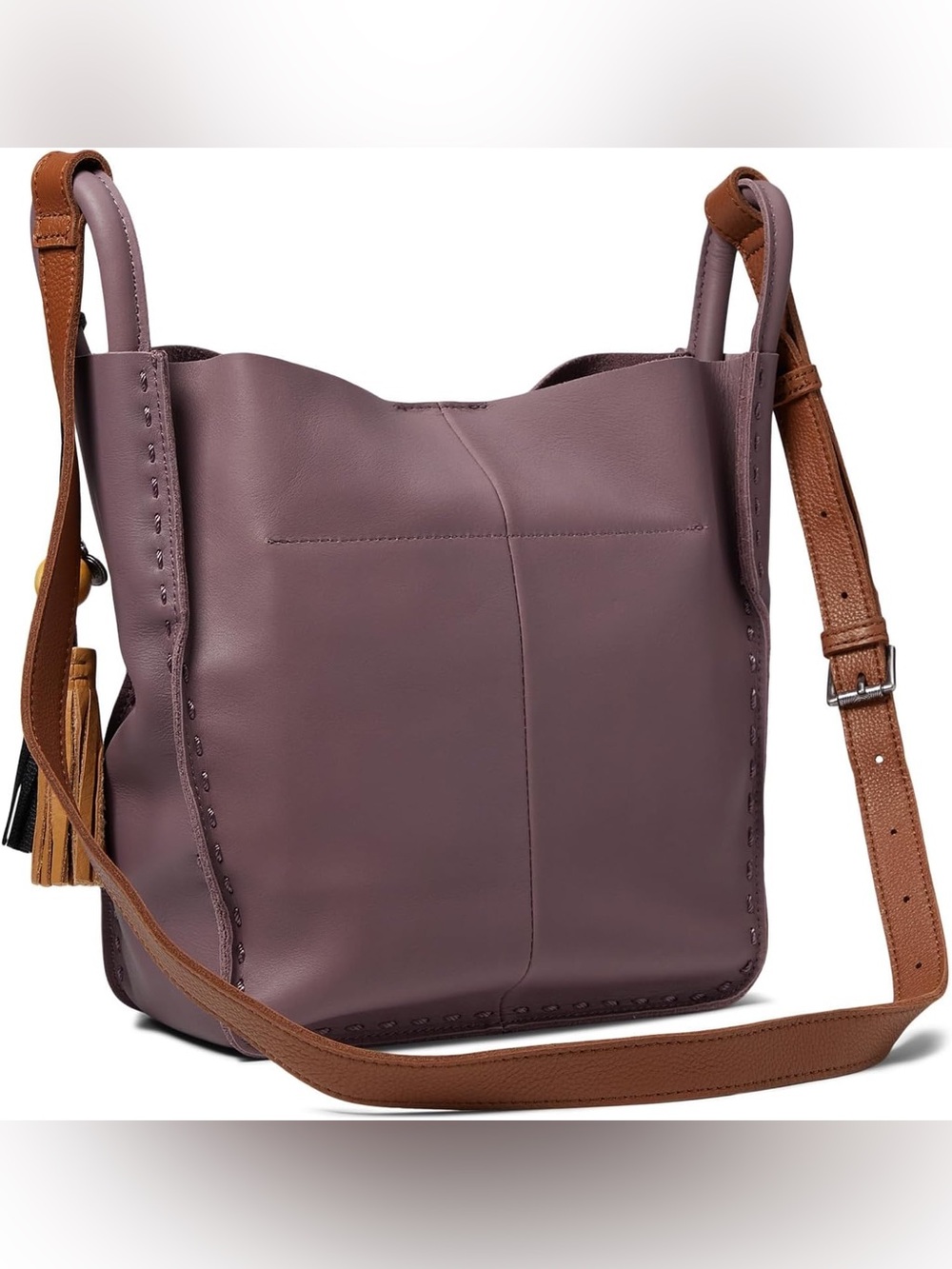 The Sak Los Feliz Mauve Leather Crossbody with Brown Adjustable Strap EUC